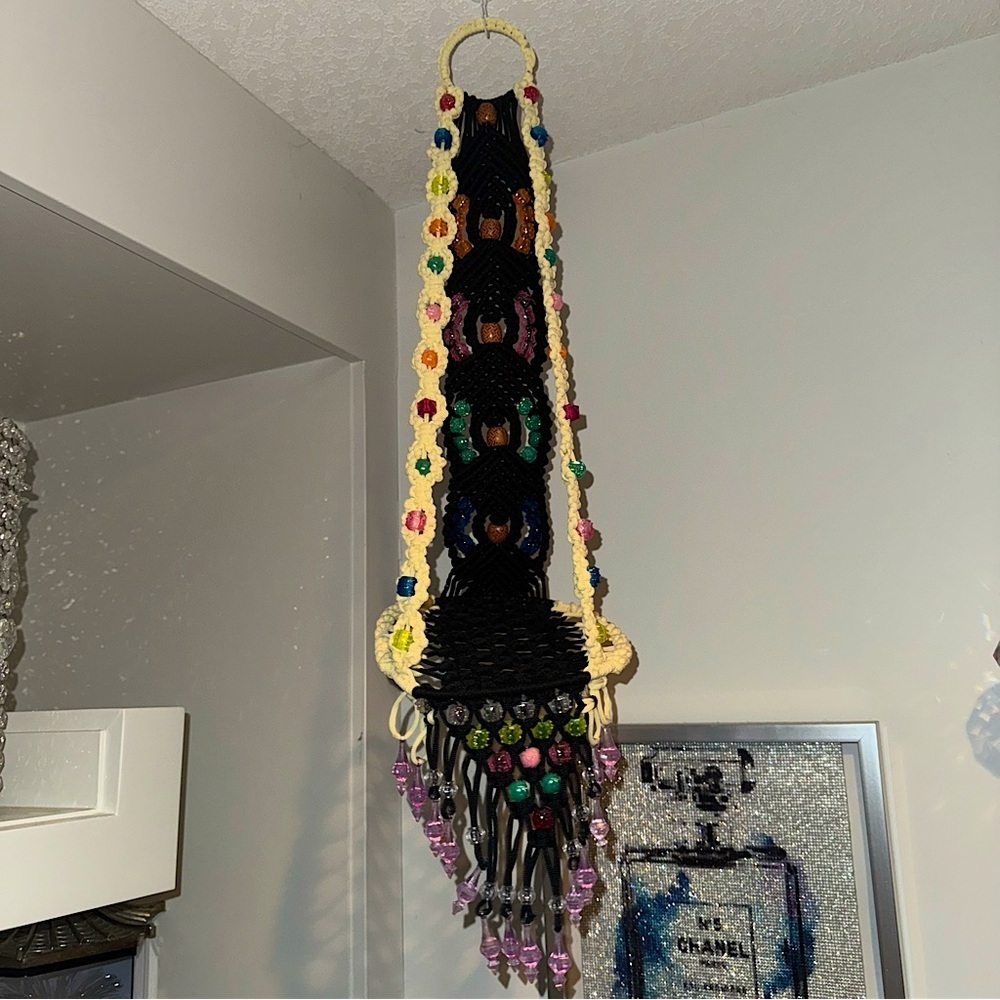 Macramé hanging plant holder or decor holder rainbow handmade knit crochet 🧶